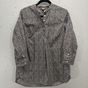 Duluth Trading‎ Company Womens Top Medium Purple Floral Quarter Button Tunic